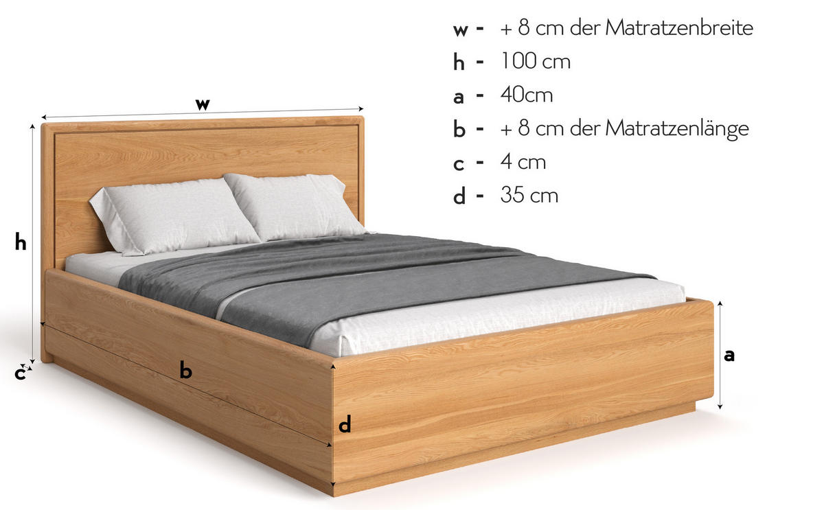 MASSIVHOLZBETT Linea aus Eiche mit Bettkasten 160x200 cm - Eichefarben/Naturfarben, Holz (160/200cm) - Danzz