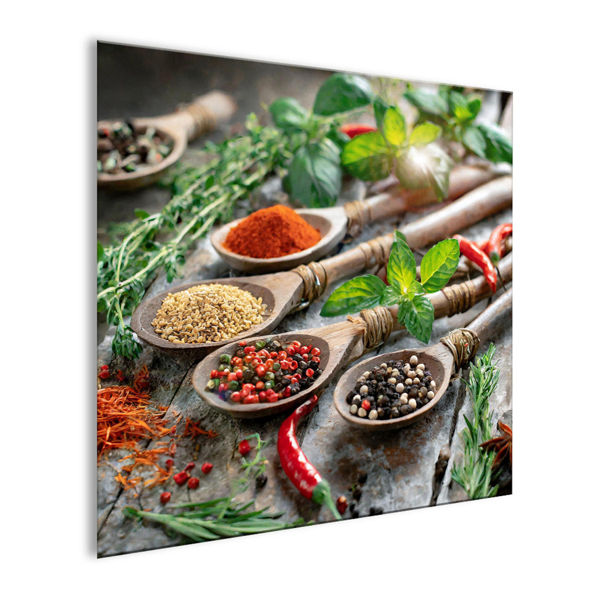 GLASBILD 30x30 cm Küche Kräuter - Gelb, Glas (30/30cm) - artissimo