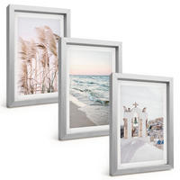 BILDER SET 3er Set - 20x30 cm Silberner Rahmen - Pflanzen, Meereswellen, Aussicht, Häuser - Silberfarben, Kunststoff (20/30cm) - TULUP