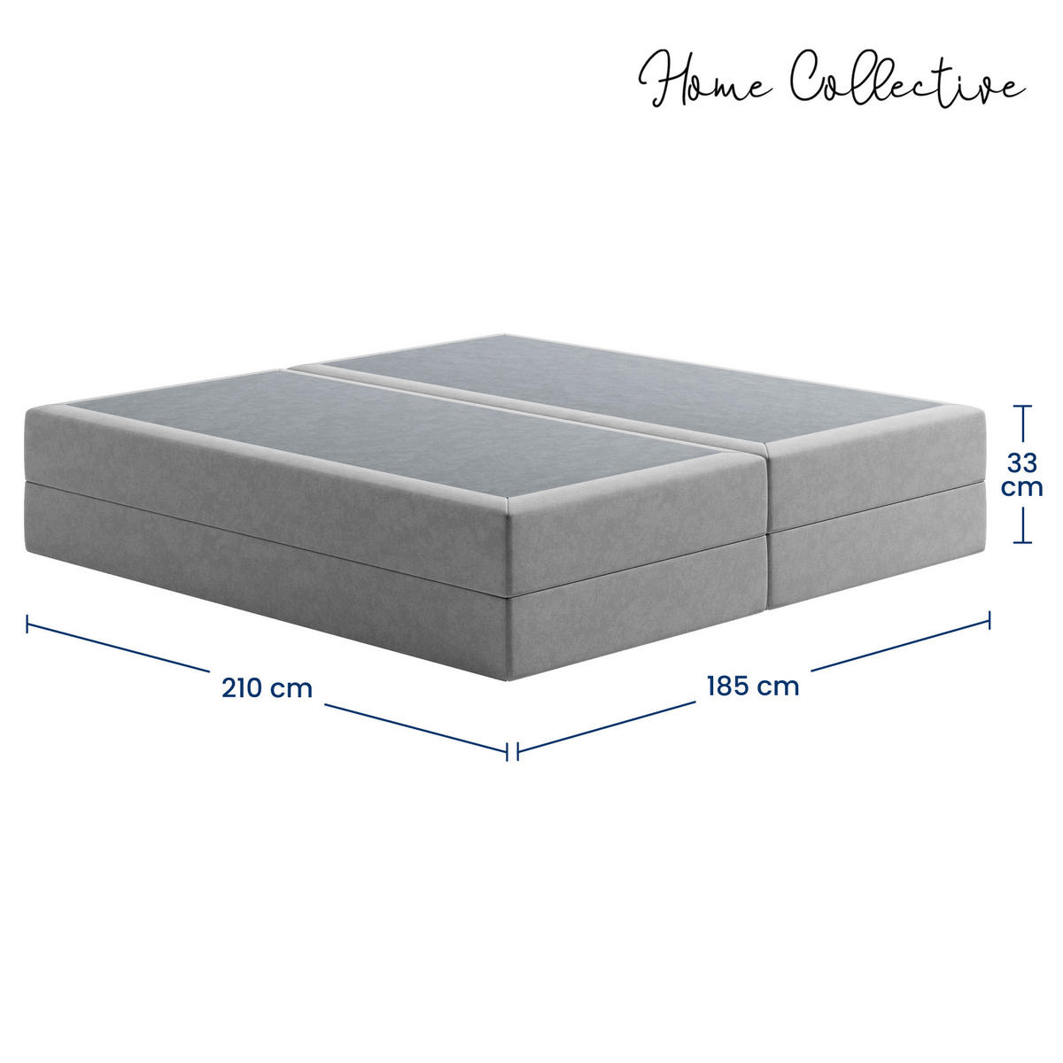 BOXSPRINGBETT mit Kaltschaummatratze, 180 x 200 cm, in Grau - Grau, Naturmaterialen (180/200cm) - Home Collective
