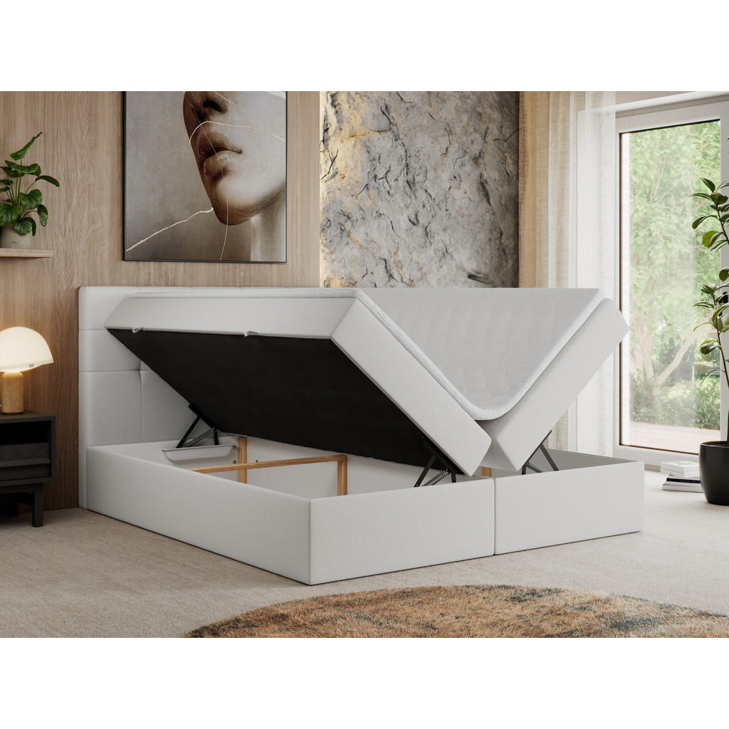 Thumbnail - MKS Boxbett, Weiß, Textil, 1-Sitzer, H3, Rechteckig, 160x200 cm, Schlafzimmer, Betten, Boxspringbetten