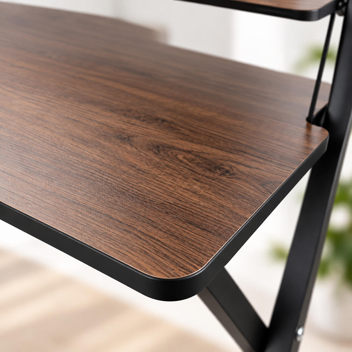 SKRIVBORD Svart fällbart med monitorhylla 70x56 cm - Svart, Träbaserade material/Metall (56/70/82cm) - Relaxdays