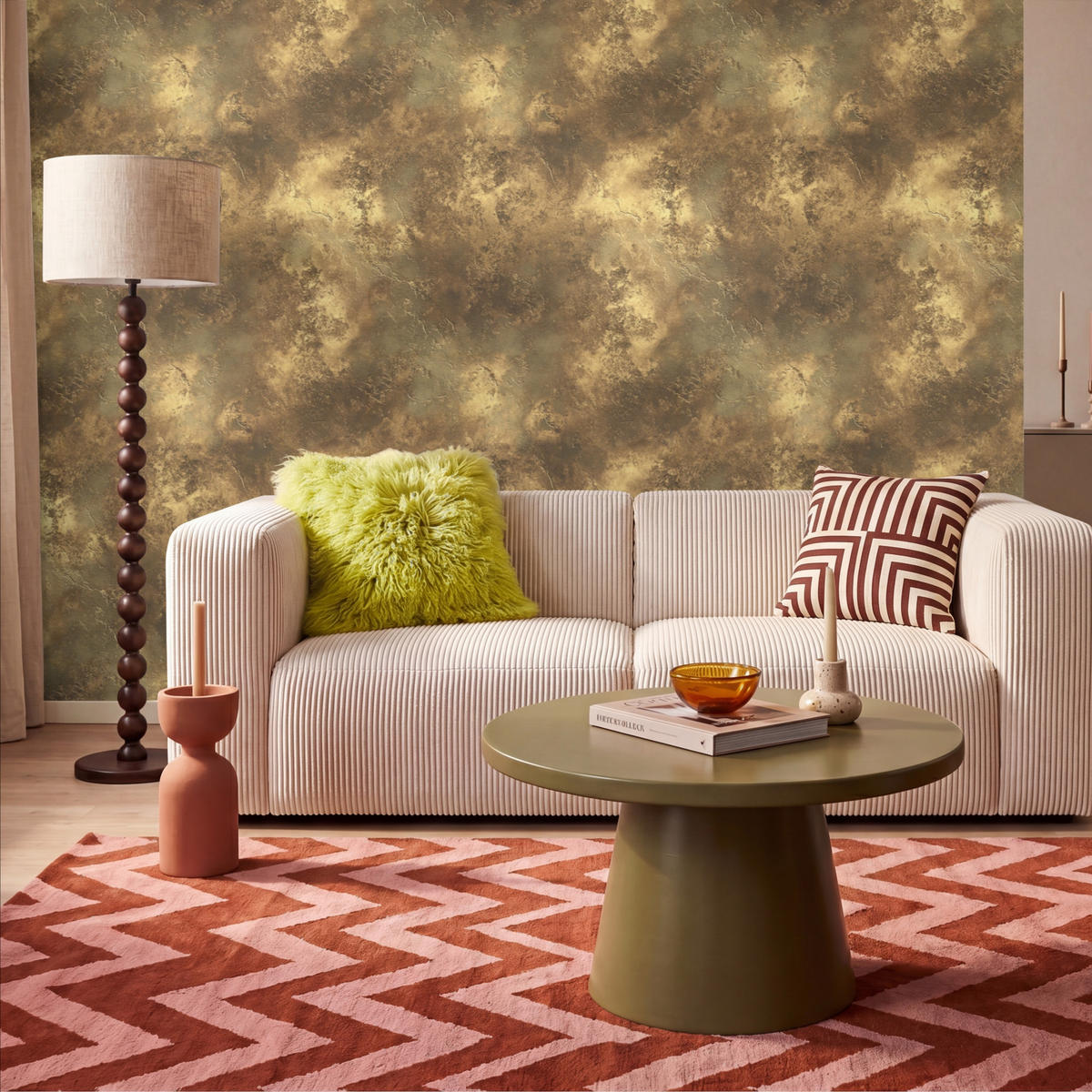 TAPETE - Antik - Metallic-Look - Gold - 300x200 cm - Messingfarben, Papier (300/200cm) - OnlyWow