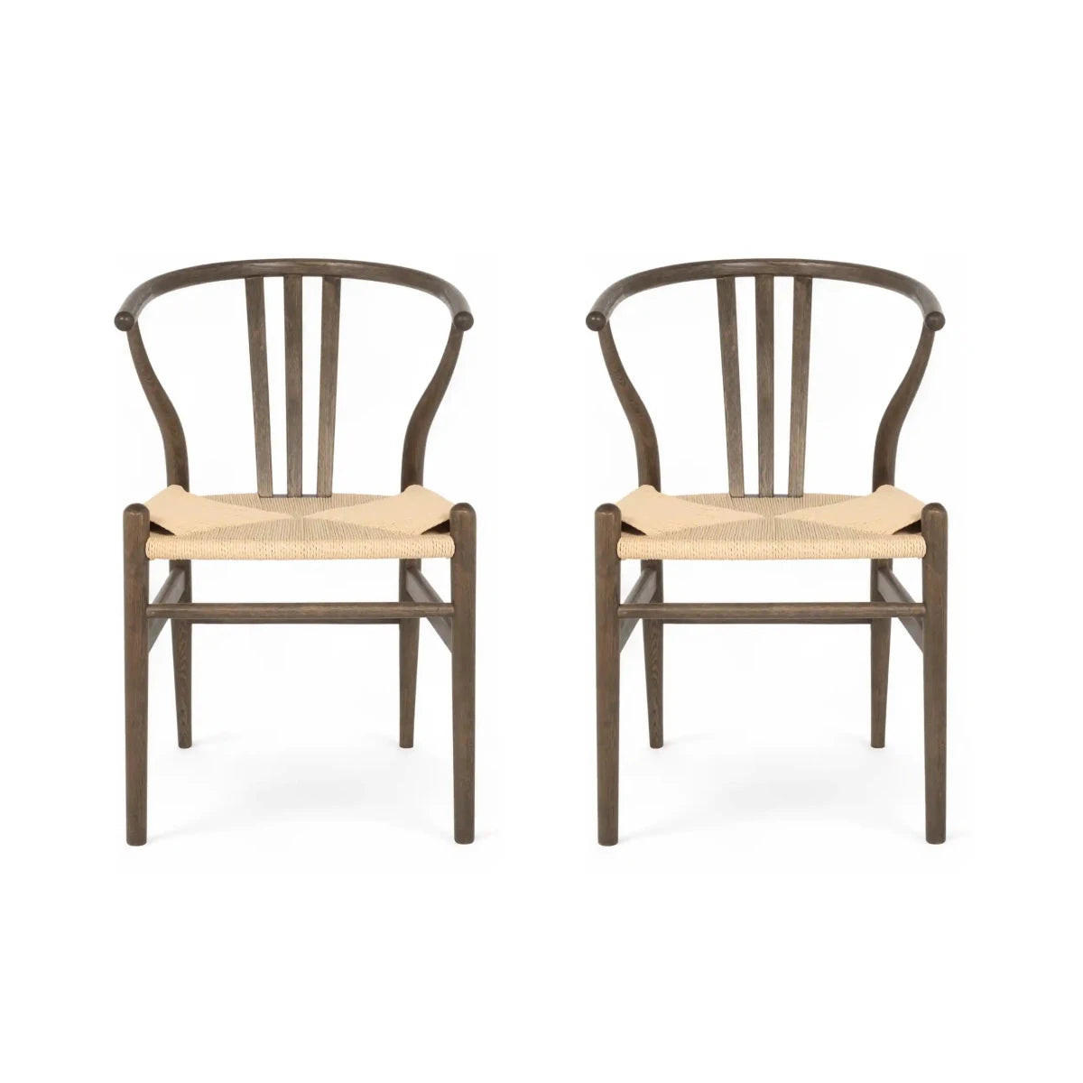 STUHL-SET 2 Stück in Rattan / Eiche Räuchereiche - Braun, Holz/Papier (52/78/58cm) - Furnhouse