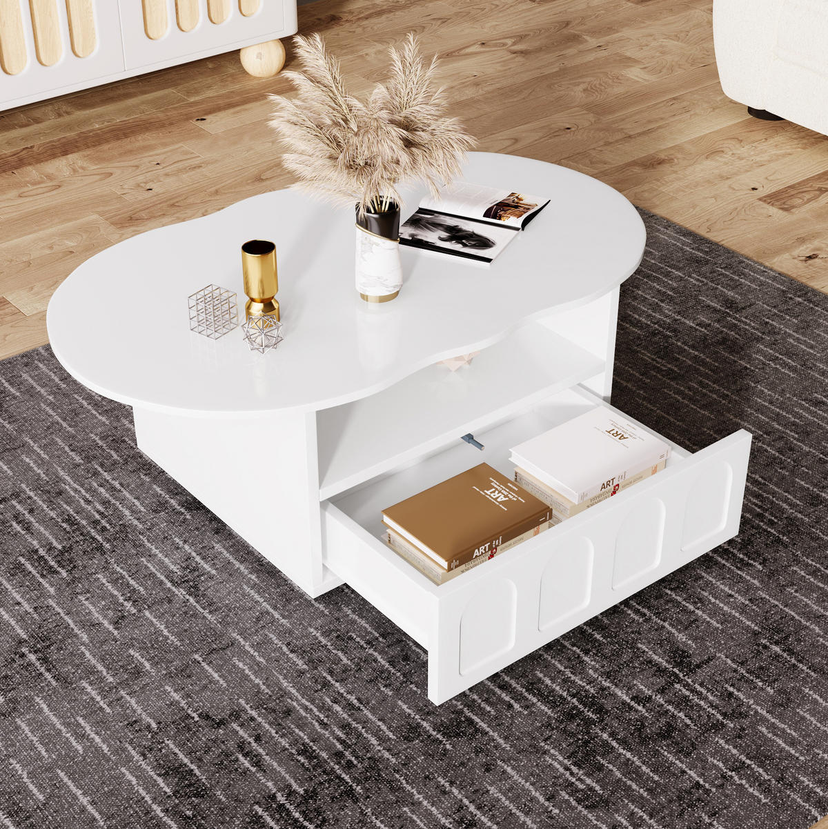 COUCHTISCH mit Schublade 100 x 60 cm Weiß - Weiß, Holzwerkstoff (100/60/40.5cm) - Meubliv