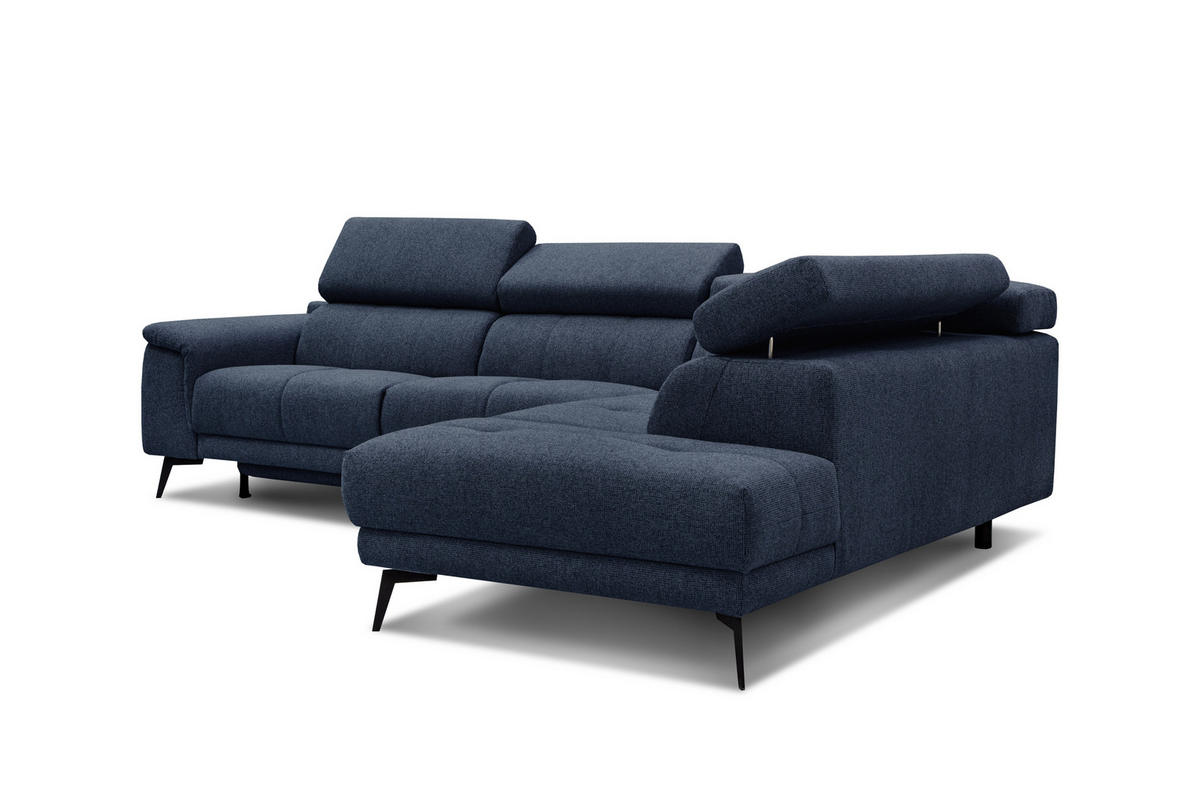 ECKSOFA FIERO 5-Sitzer mit 1 Relaxfunktion, dunkelblau - Dunkelblau, Holzwerkstoff/Textil (290/228cm) - Courtois Laville