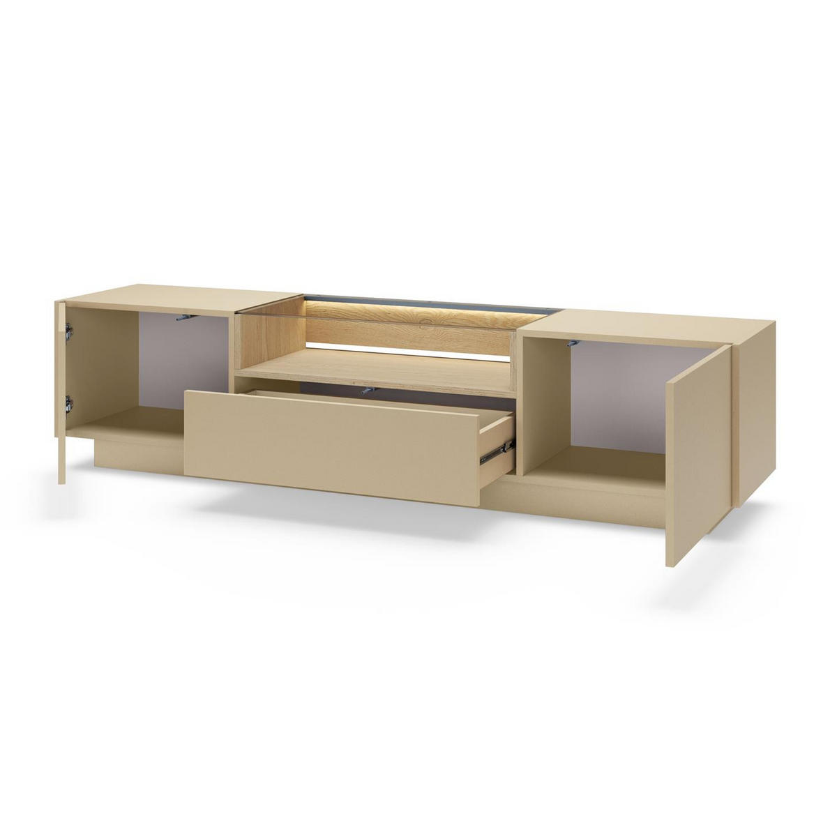 RTV-SCHRANK Kiro Braun 176, Lowboard mit LED - Braun, Holzwerkstoff (176/43/40cm) - Bettso