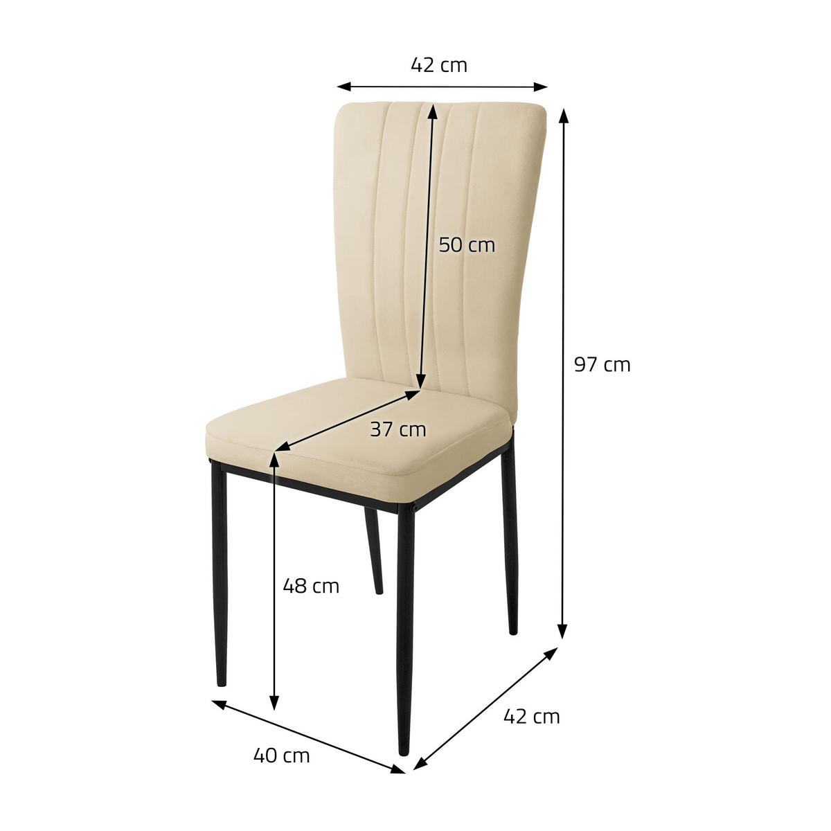 ESSZIMMERSTUHL Taupe 4er Set - Creme, Metall (42/97/42cm) - ML-DESIGN