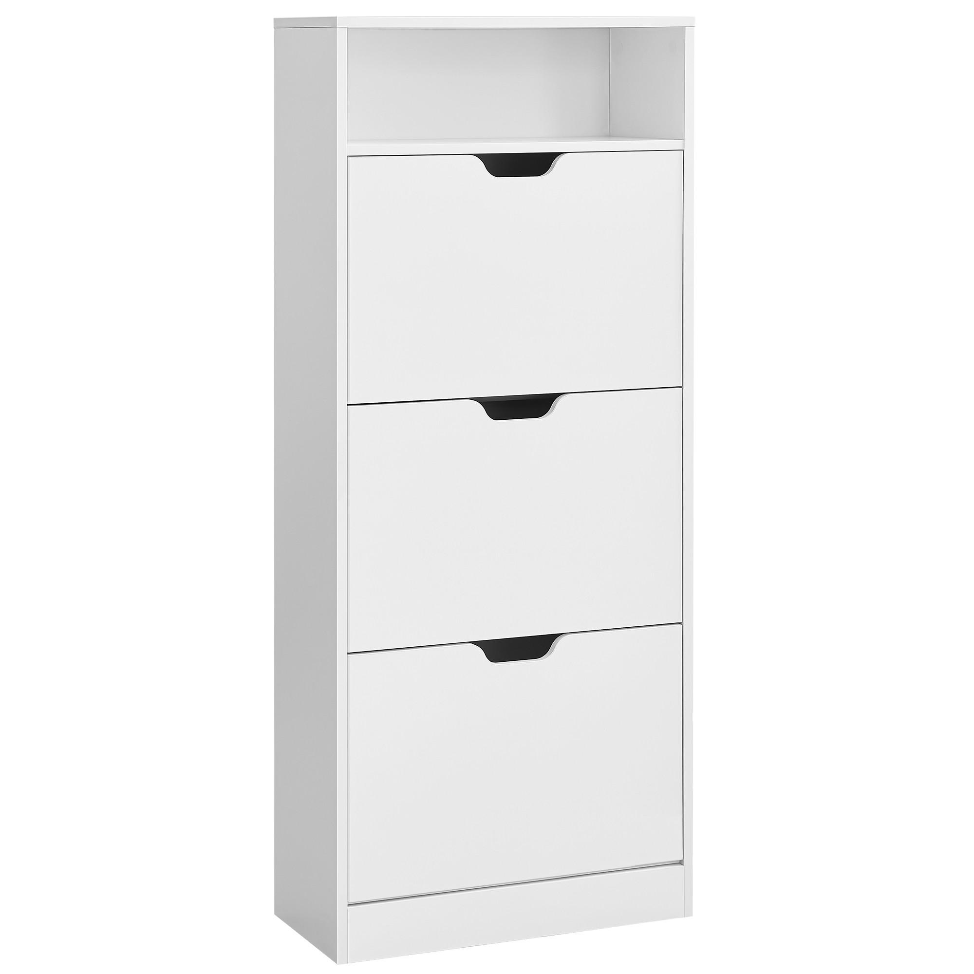 SCHUHSCHRANK Kobe - Weiß, Holzwerkstoff (24/139/60cm) - VASAGLE