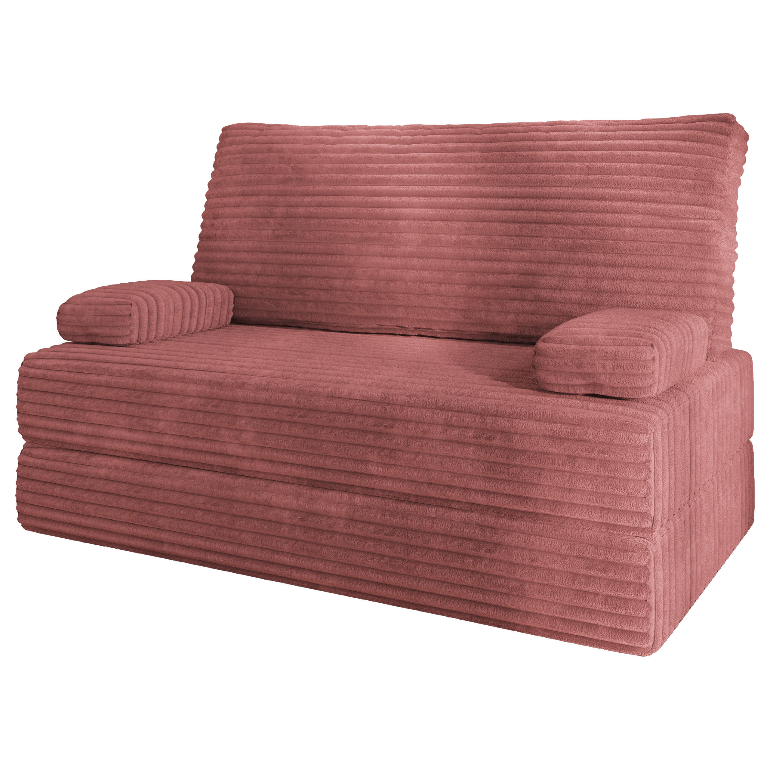 BETTSOFA LADIA aus Schaumstoff Cordstoff Rosa Schlaffunktion - Rosa, Textil (140/86/60cm) - MASSENO
