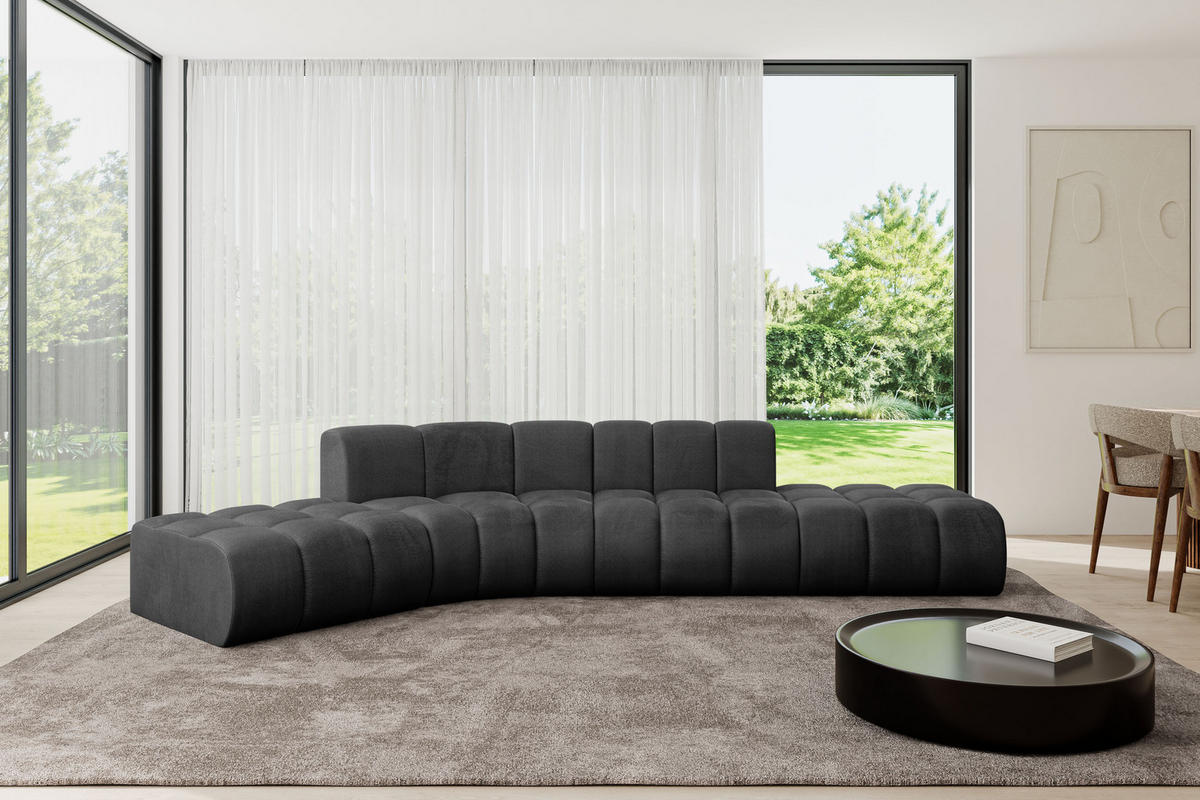 ECKSOFA modulares Sofa Solven-L1 - 380x174x70 cm Schwarz - Schwarz, Holzwerkstoff/Textil (380/174cm) - ALTDECOR