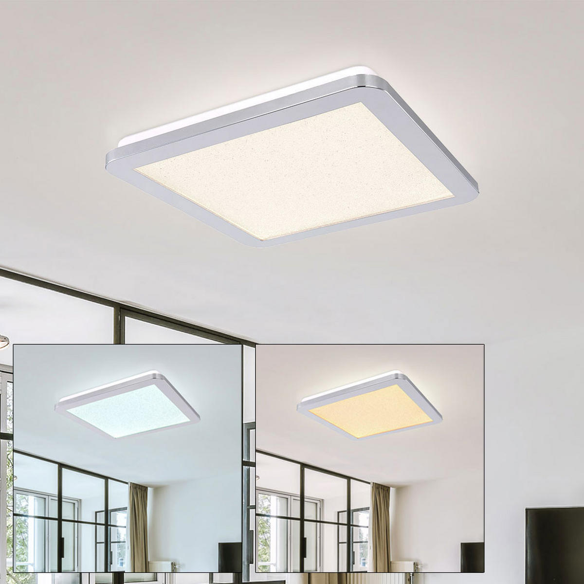 LED DECKENLEUCHTE Metall Kristalloptik Silber - Silberfarben, Metall (30/30/3cm)