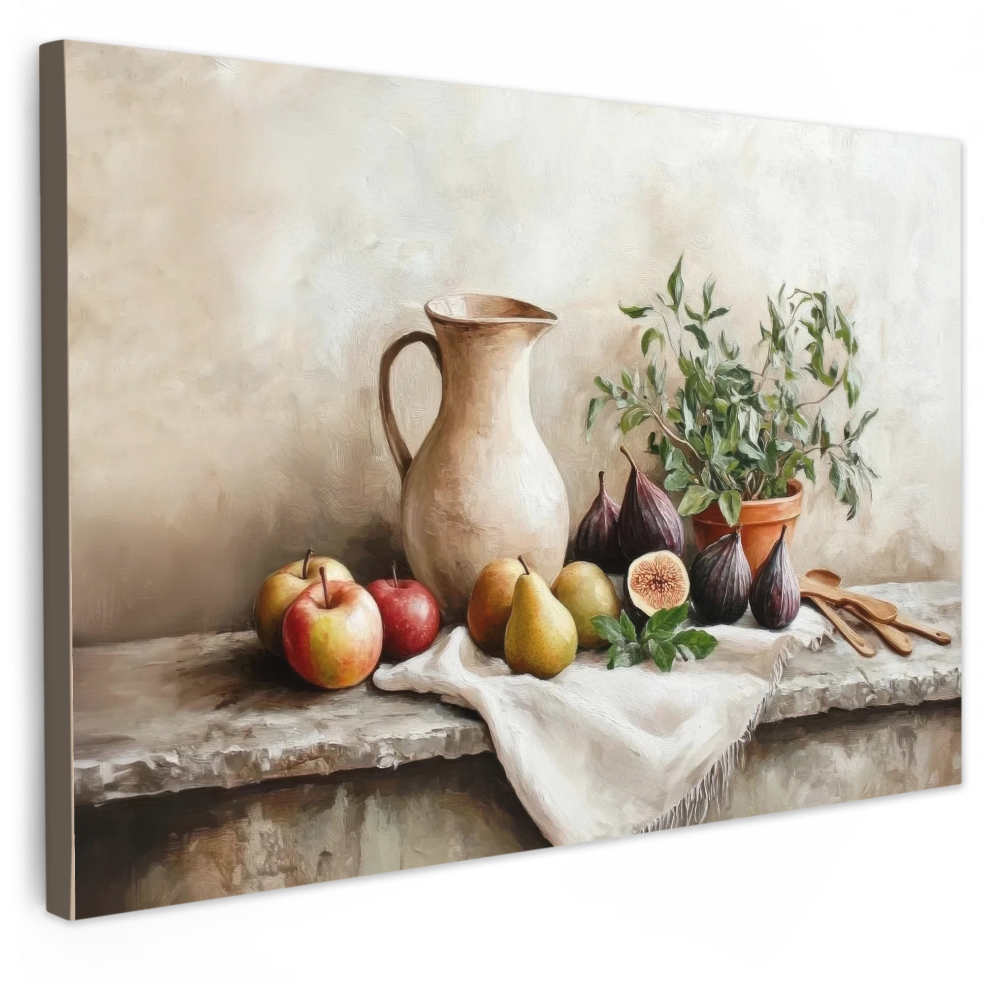 LEINWANDBILD Obst - Kräuter - Ländlich Groß 140x90 cm - Naturfarben, Textil (140/90cm) - MuchoWow