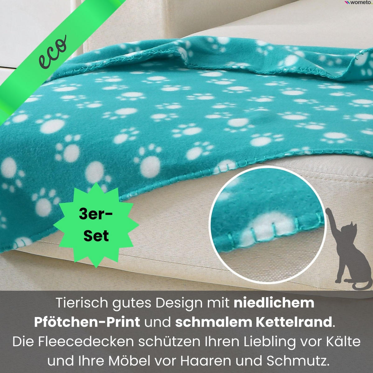 KUSCHELDECKE 3er Set Fleecedecke dunkelgrau grau türkis 70/100 cm - Grau, Textil (70/100cm) - wometo