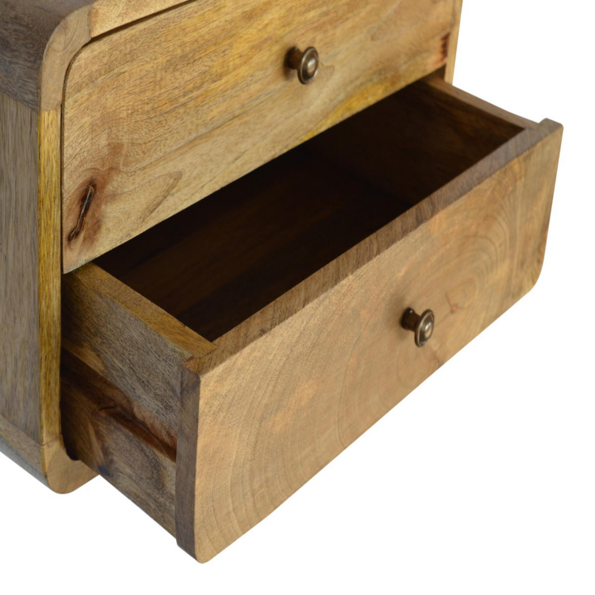 NACHTTISCH mit Schubladen - Messingfarben/Braun, Holz/Metall (45/25/32cm) - Artisan Furniture