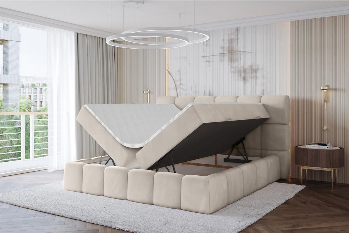 BOXBETT - AURI-H3 - 200x200 Beige Casablanca - Beige, Holzwerkstoff (200/200cm) - ALTDECOR