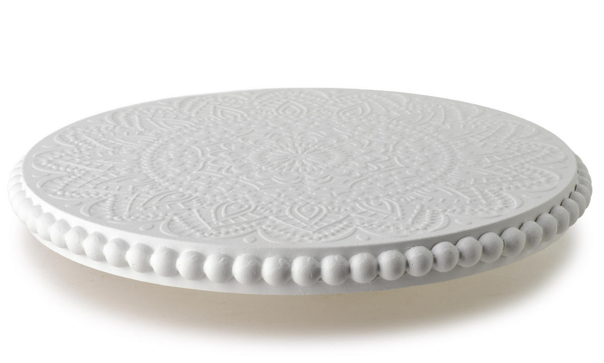 DEKOTABLETT Daz Mandala Natur 30/30/6 cm Holz - Weiß, Holz (30/6cm) - Mondex