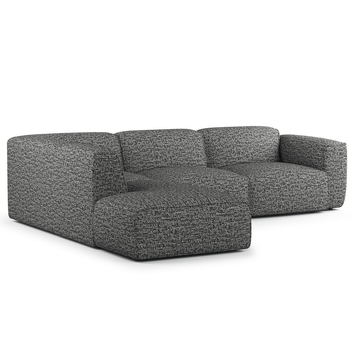 3-SITZER ECKSOFA mit Recamiere - Schwarz/Grau, Kunststoff/Textil (295/231cm) - home24