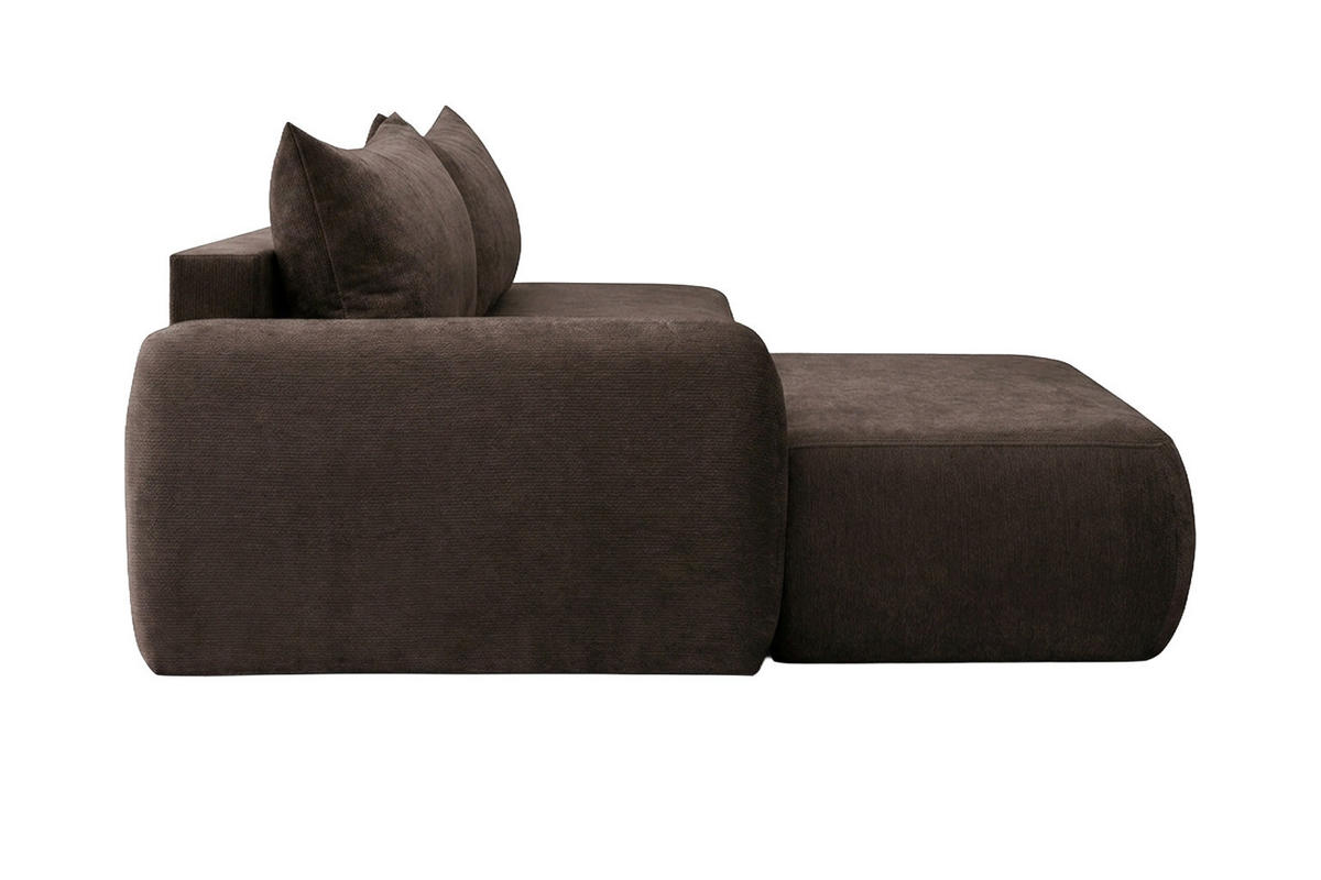 ECKSOFA Mit Schlaffunktion Und Bettkasten, Velvet-Stoff Vena, Braun, Links, HELA I - Braun, Holz (302/184cm) - Kaiser Möbel