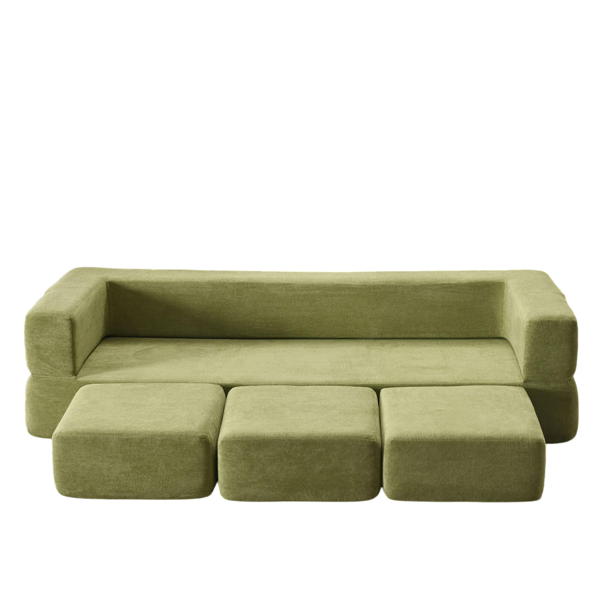 SCHLAFSOFA DE-34995 modular mit Schlaffunktion Grün - Grün, Textil (75.5/50/201cm) - ComfortXL