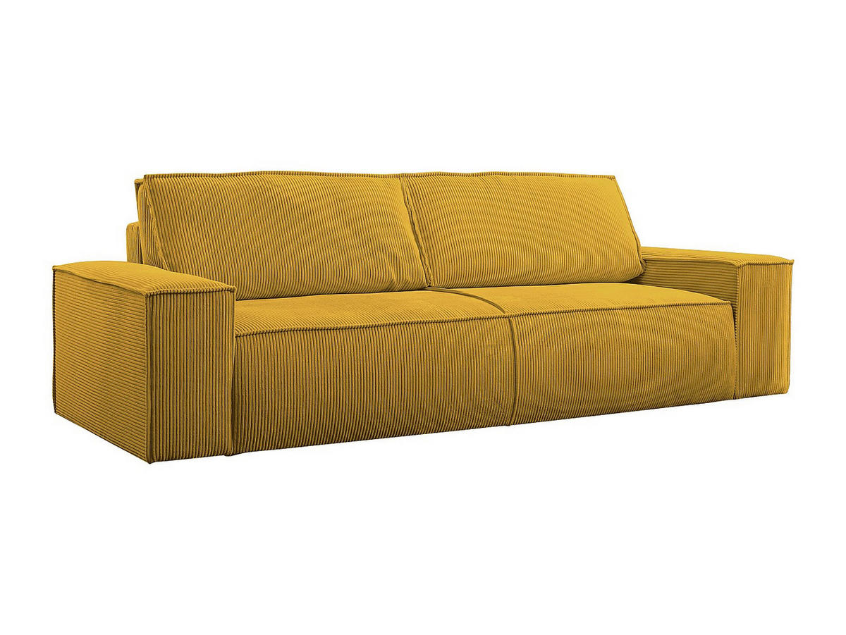 SCHLAFSOFA - 4 Personen - Samt, Stoff - Gelb - - Gelb, Textil (257/85/102cm) - Vente-Unique