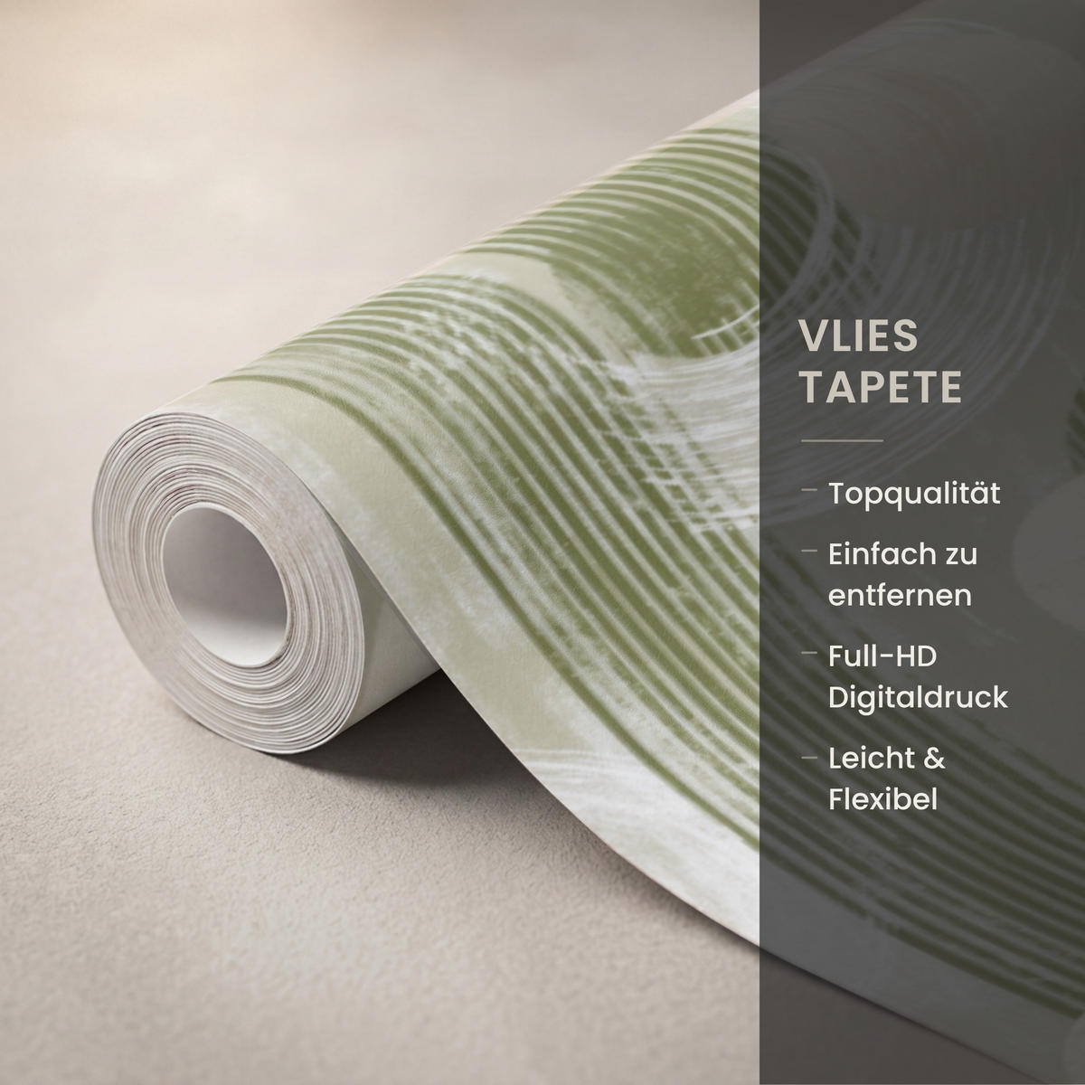TAPETE - Künstlerisch - Modern - Grün - 450x220 cm - Olivgrün, Papier (450/220cm) - OnlyWow