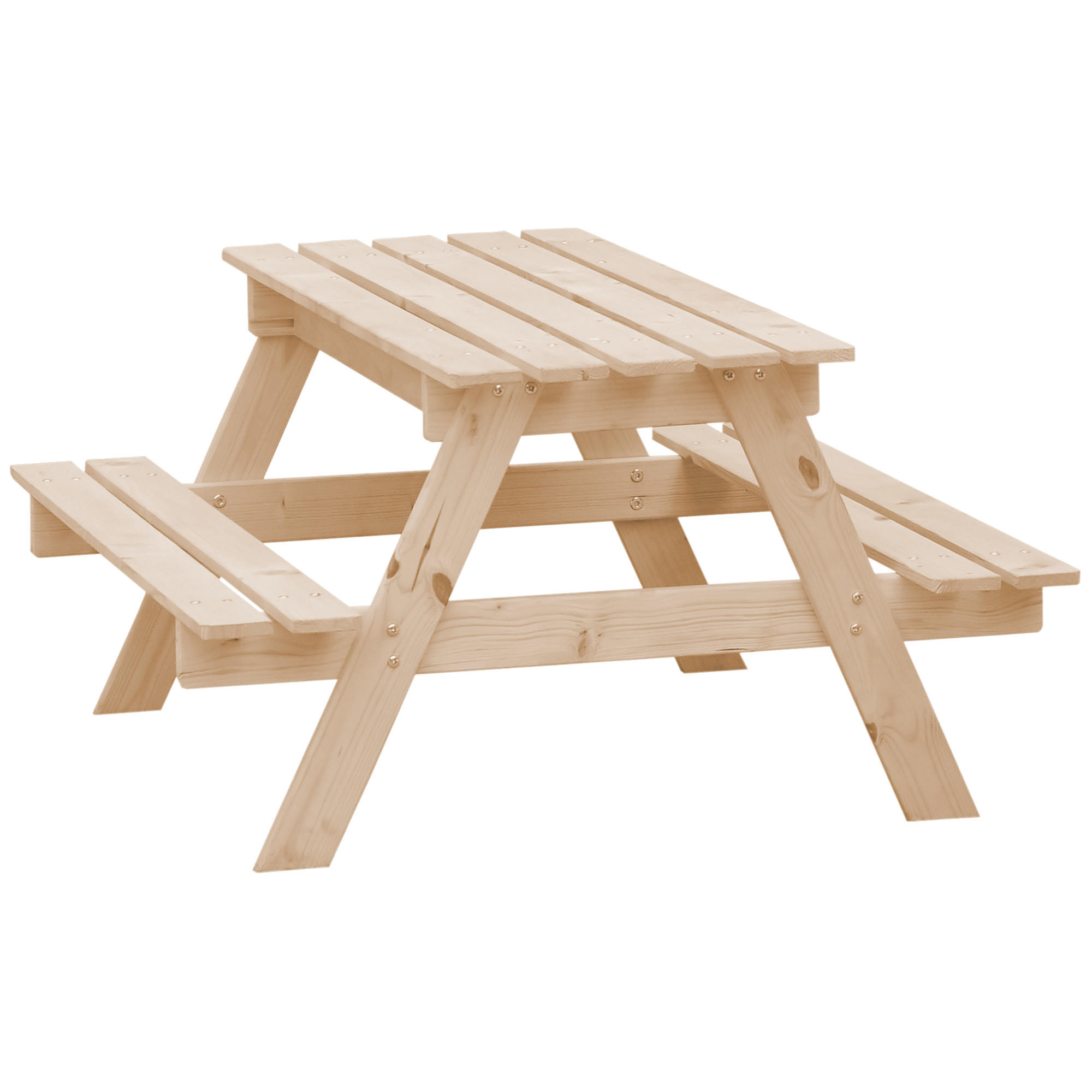 KINDERSTUHL-SET aus Naturholz mit Staufach - H50 x 90 x 90 cm - M010-1 - Beige, Holz - Timbela
