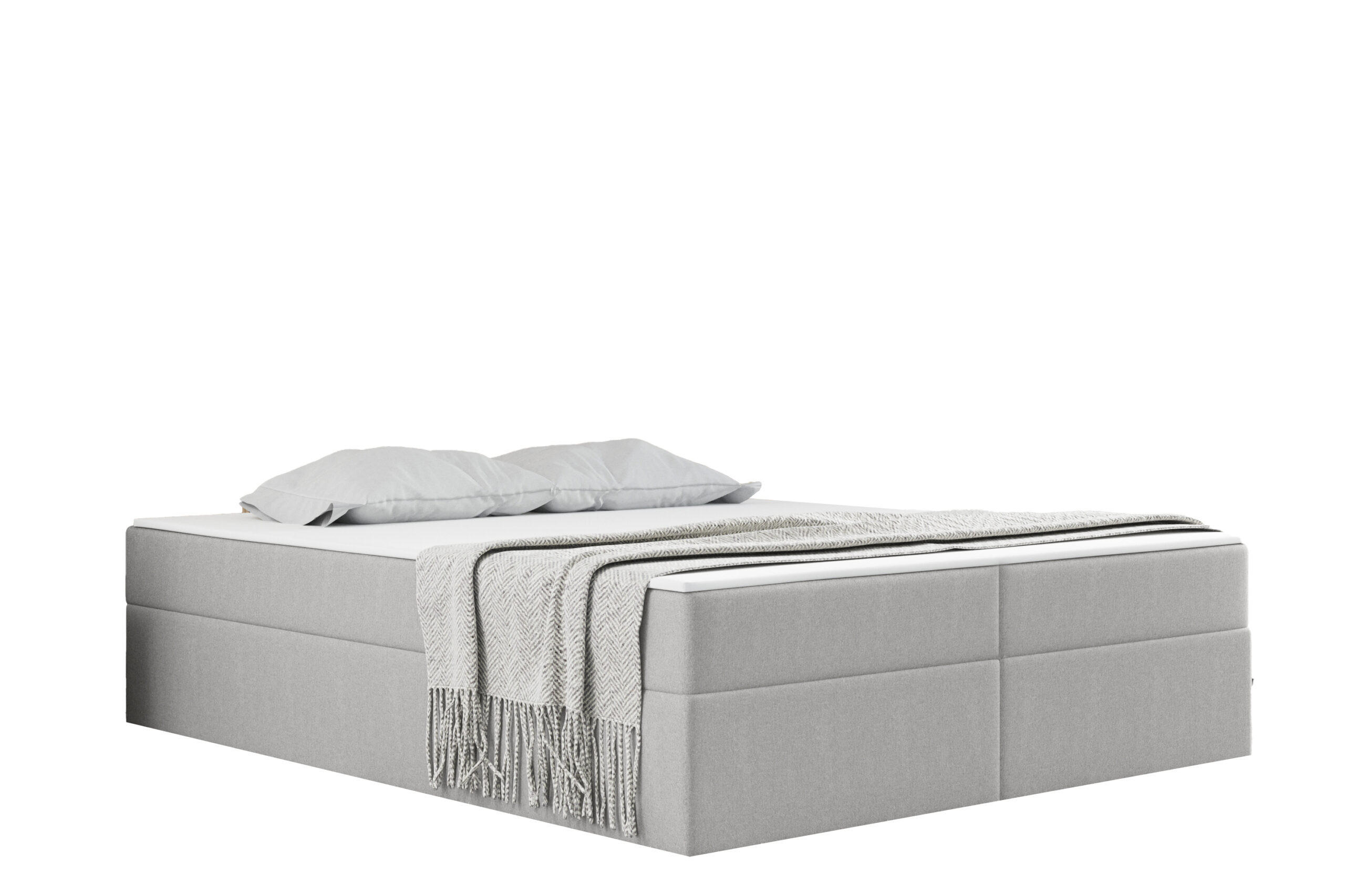 BOXBETT Mit Bettkasten Und Matratze Topper Ruben Aschgrau 120x200 cm H2-Pocket - Hellgrau, Holz/Textil (120/200cm) - Kaiser Möbel