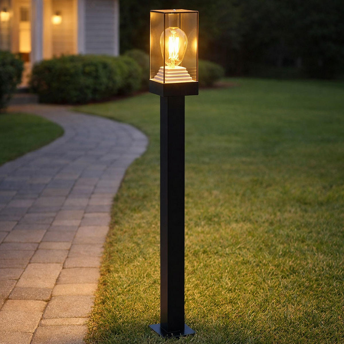 LED STEHLEUCHTE Aluminium Schwarz Klar - Schwarz, Metall (10/10/100cm) - Globo Lighting