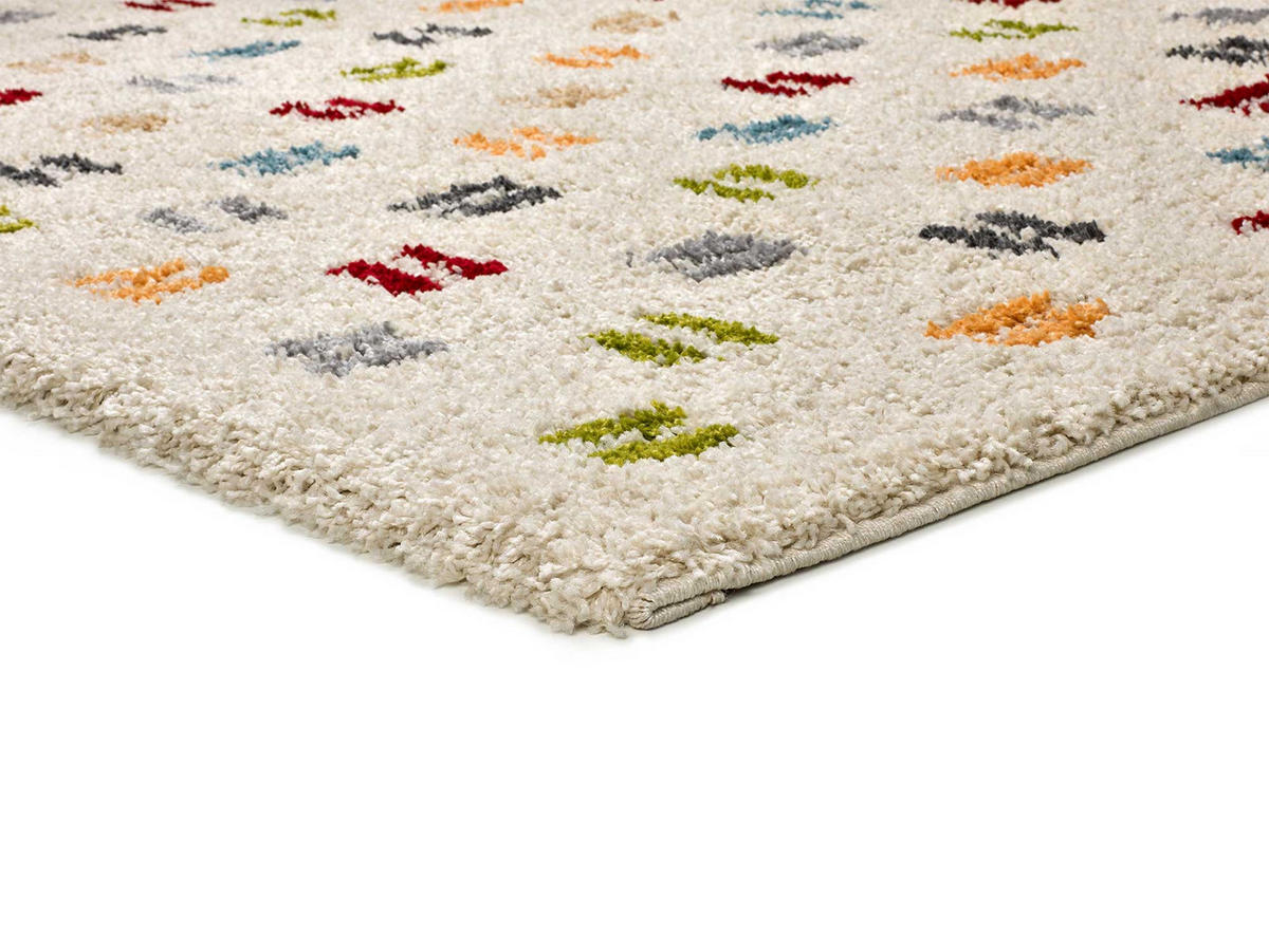 HOCHFLORTEPPICH beige und mehrfarbig Bremen 133/190 cm - Multicolor/Weiß, Naturmaterialien/Textil (133/190cm) - Atticgo