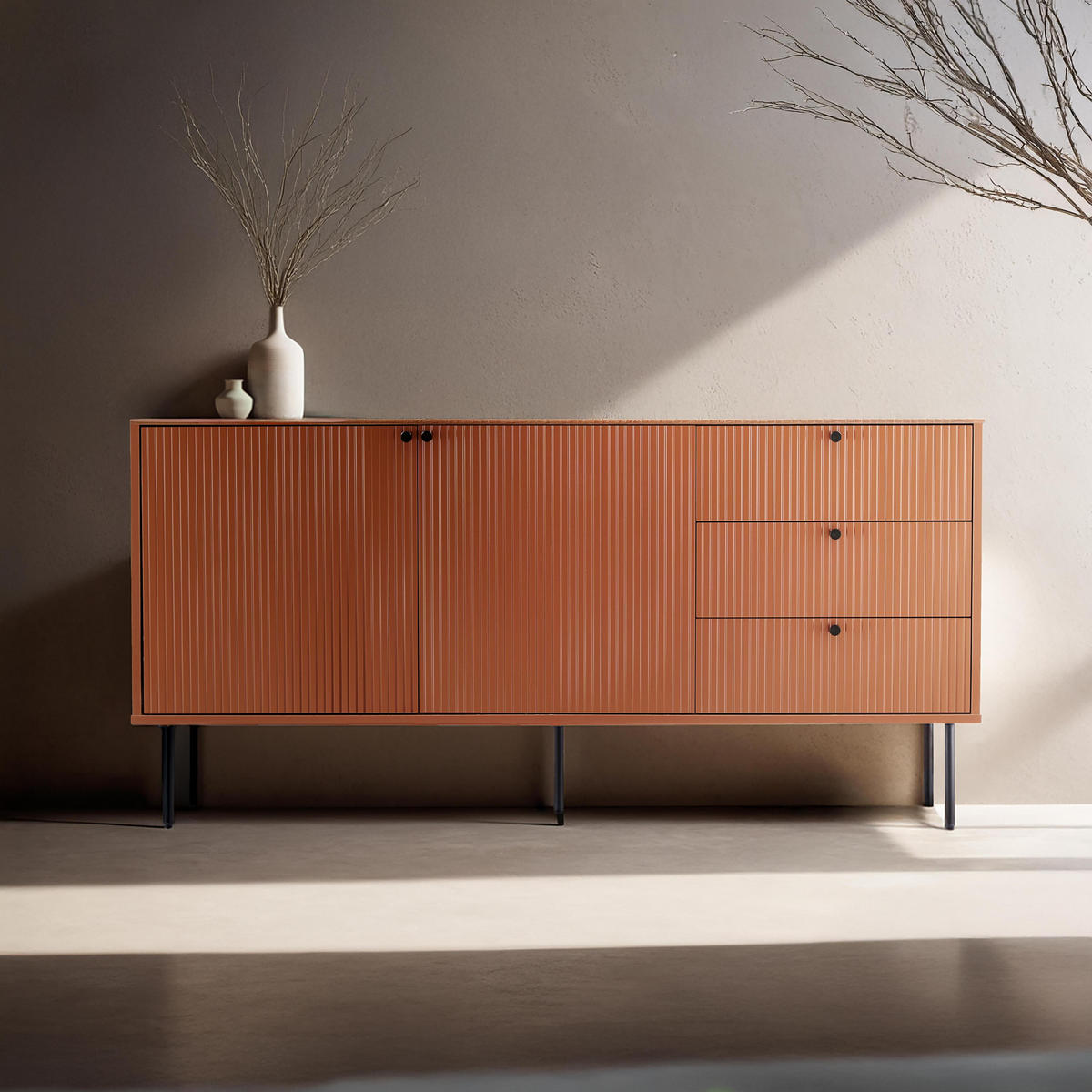 SIDEBOARD 150 cm, Orange - Orange, Holz (40/75/150cm) - Oviala