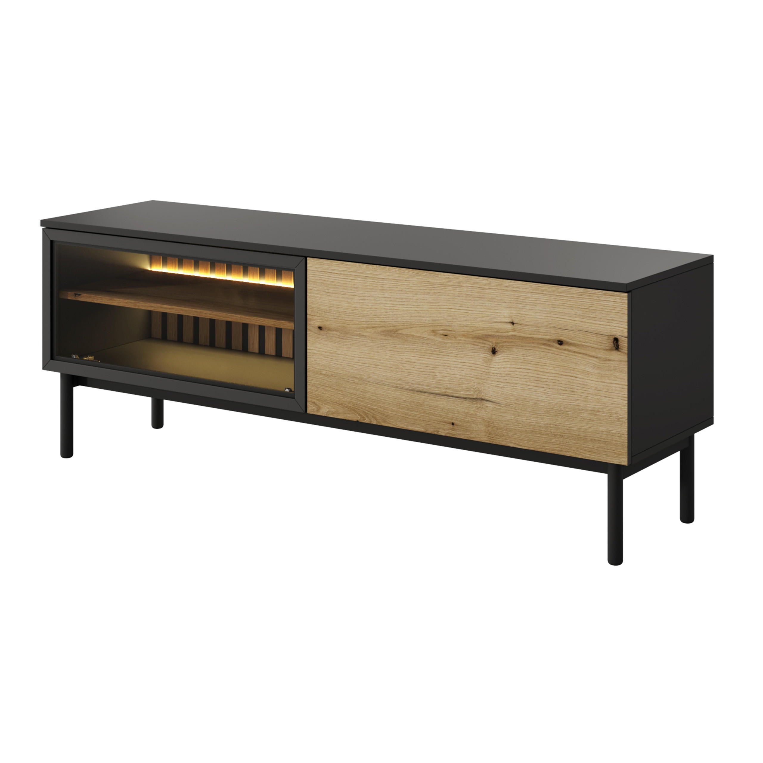 LOWBOARD LAMBERTI 149,9x39,4x54,8 cm mit 2 Türen Schwarz - Goldfarben/Schwarz, Holzwerkstoff (149.9/54.8/39.4cm) - MASSENO