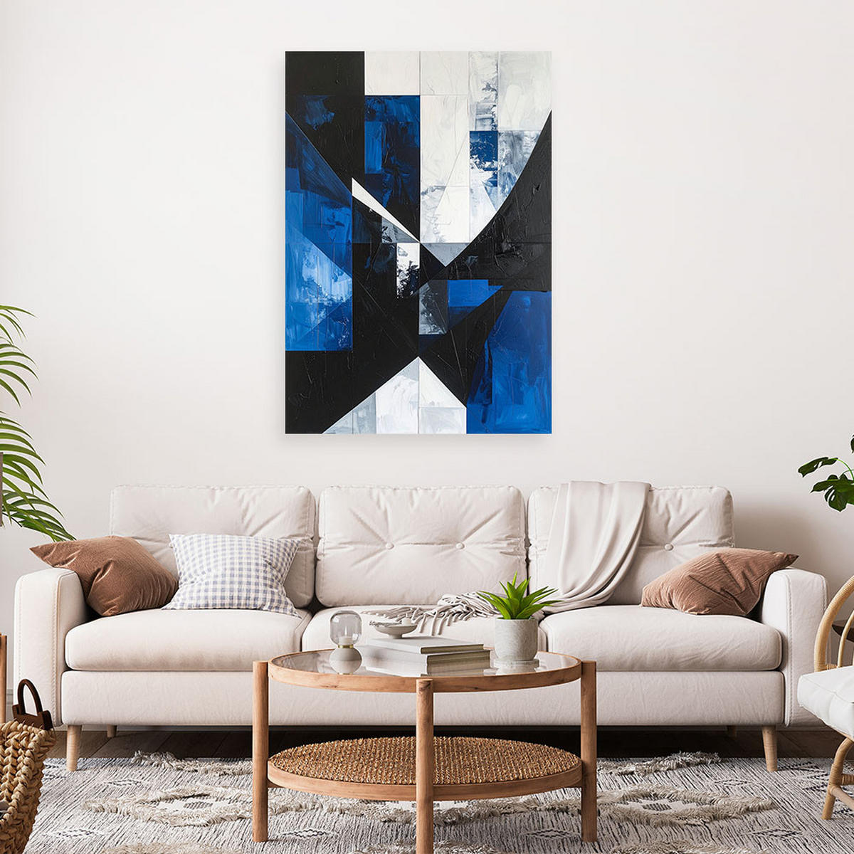 LEINWANDBILD 3D und geometrisch 60x90cm - Blau, Textil (60/90cm) - Feeby