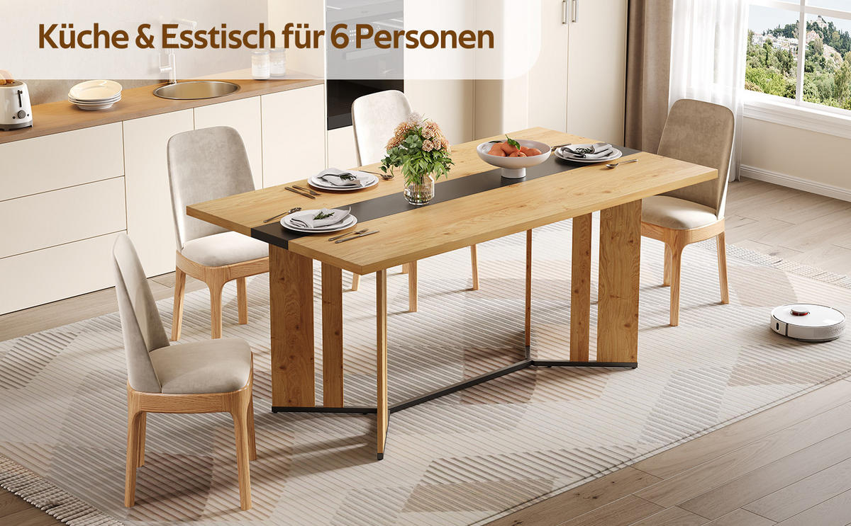 ESSTISCH Holz Eichenoptik mit Metallgestell 150×80 cm Skandinavisch - Sonoma Eiche, Holzwerkstoff (80/150/76cm) - Urban Meuble
