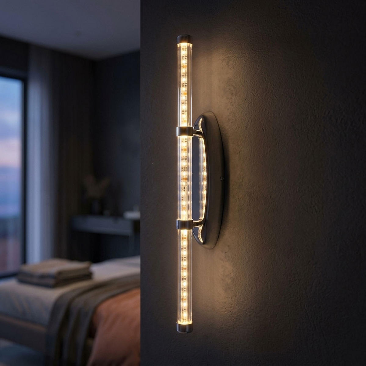LED WANDLEUCHTE Chrom klar Silber - Silberfarben, Metall (7/50/7.3cm) - Globo Lighting