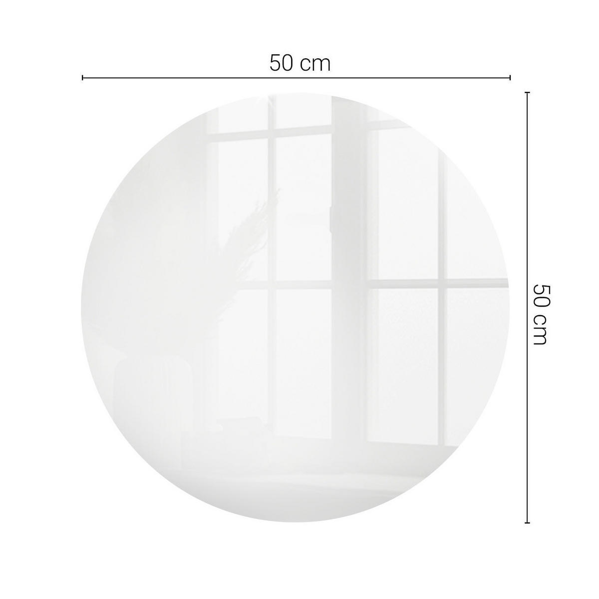 TISCHPLATTE Ø50 cm Glatte Weiße Oberfläche Rund - Weiß, Glas (50/50/0.4cm) - TULUP