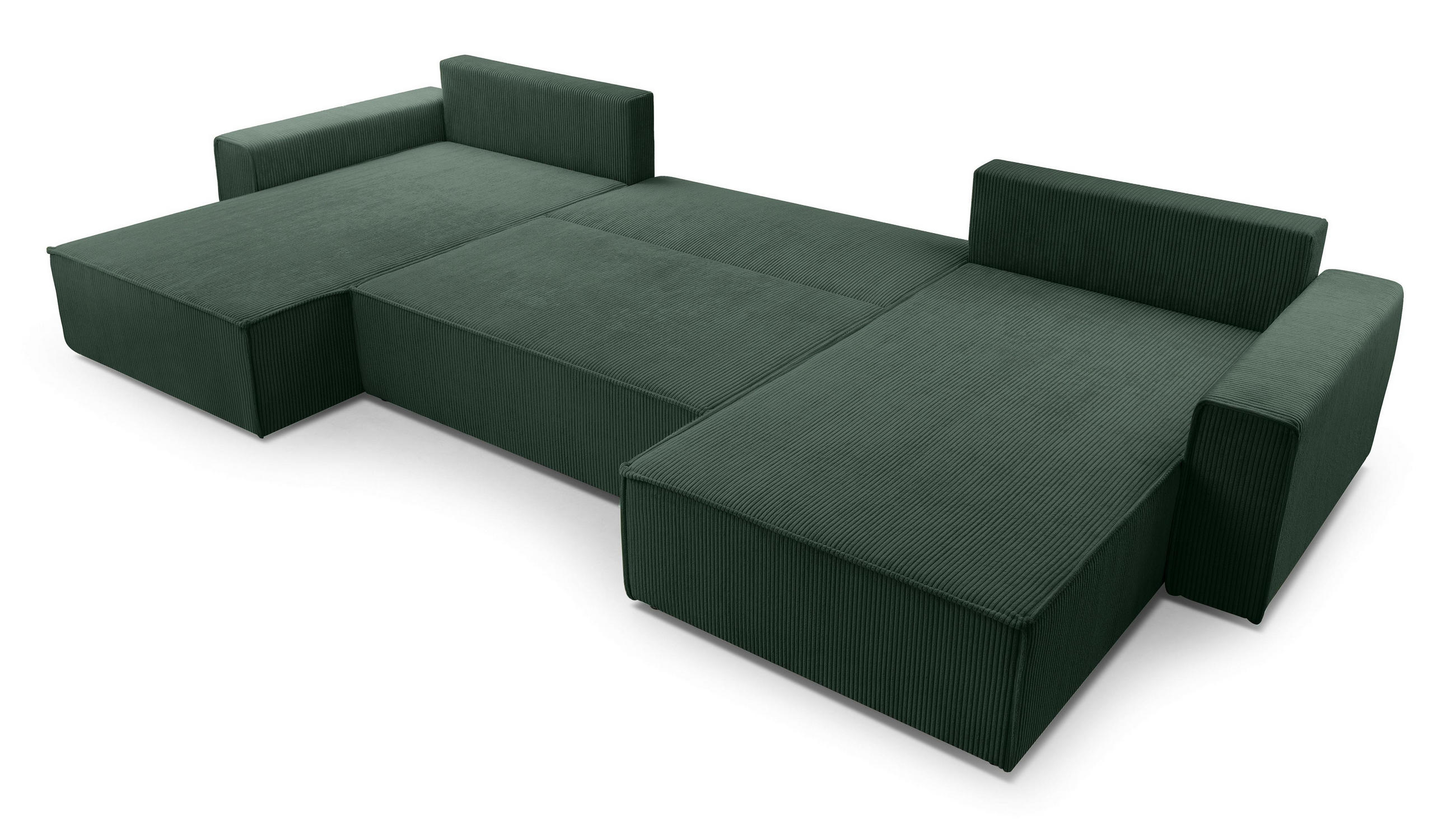 WOHNLANDSCHAFT Cedria Grün 389/145/85 cm mit Schlaffunktion - Dunkelgrün/Schwarz, Kunststoff/Textil (389/85/145cm) - AX Living