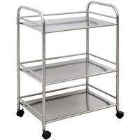SERVIERWAGEN 60/35/77 cm mit 3 Etagen - Silberfarben, Metall (35/77/60cm) - eyepower