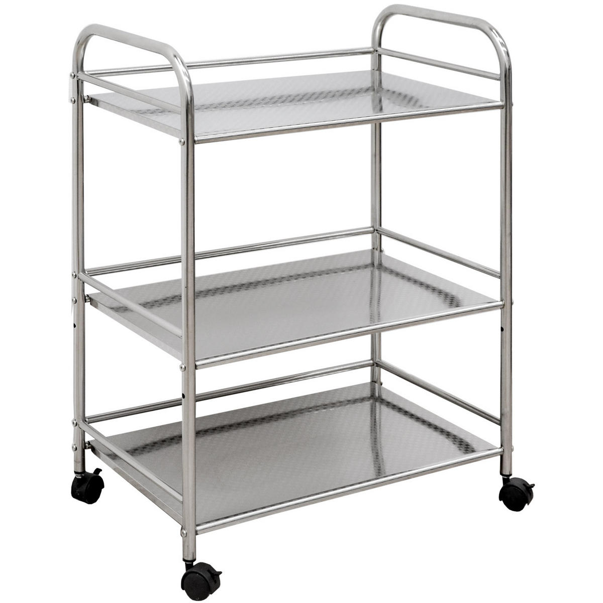 SERVIERWAGEN 60/35/77 cm mit 3 Etagen - Silberfarben, Metall (35/77/60cm) - eyepower