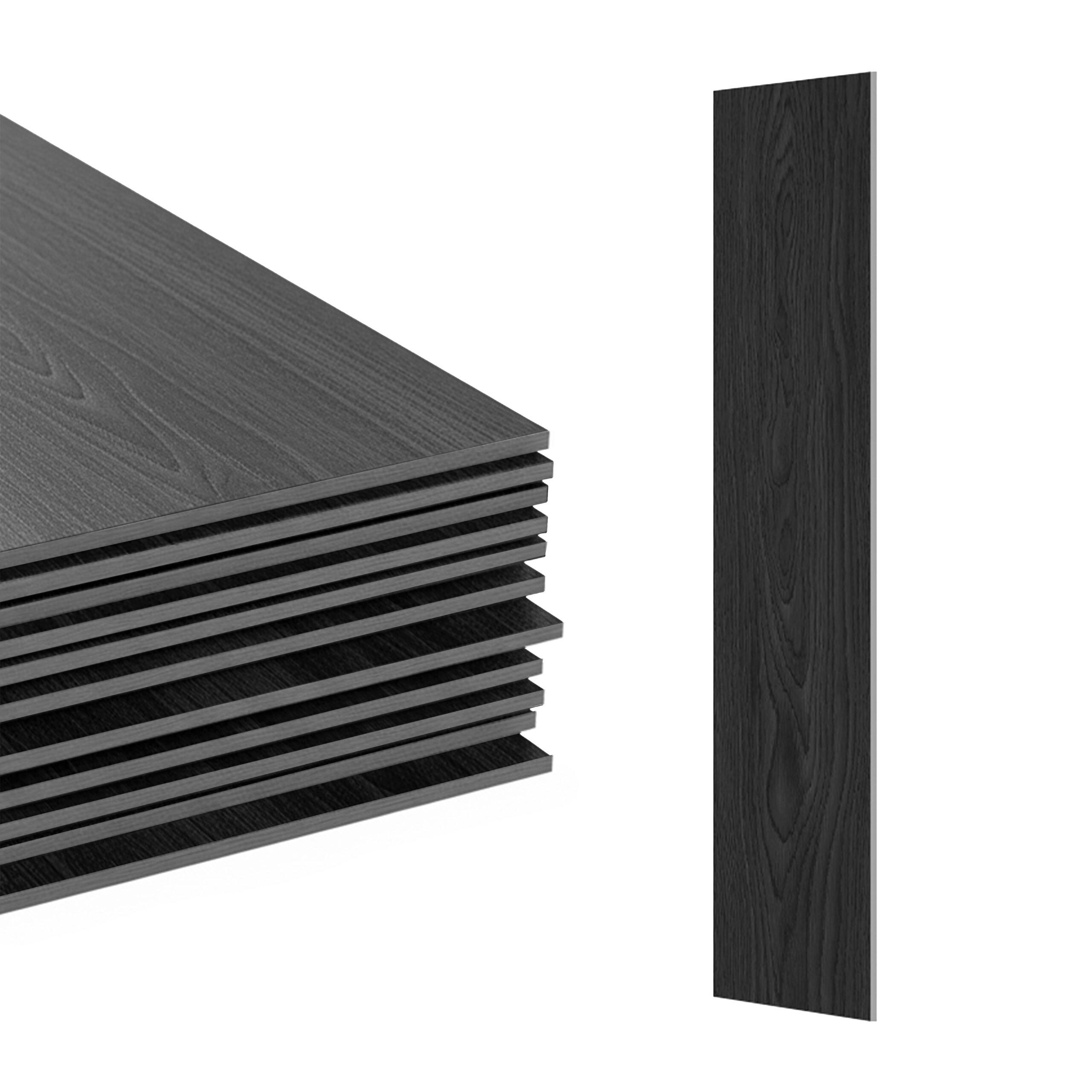 GOLVBELÄGGNING mörkgrå trälook självhäftande PVC 7,5 m² Antracit 15/91/1.8 cm