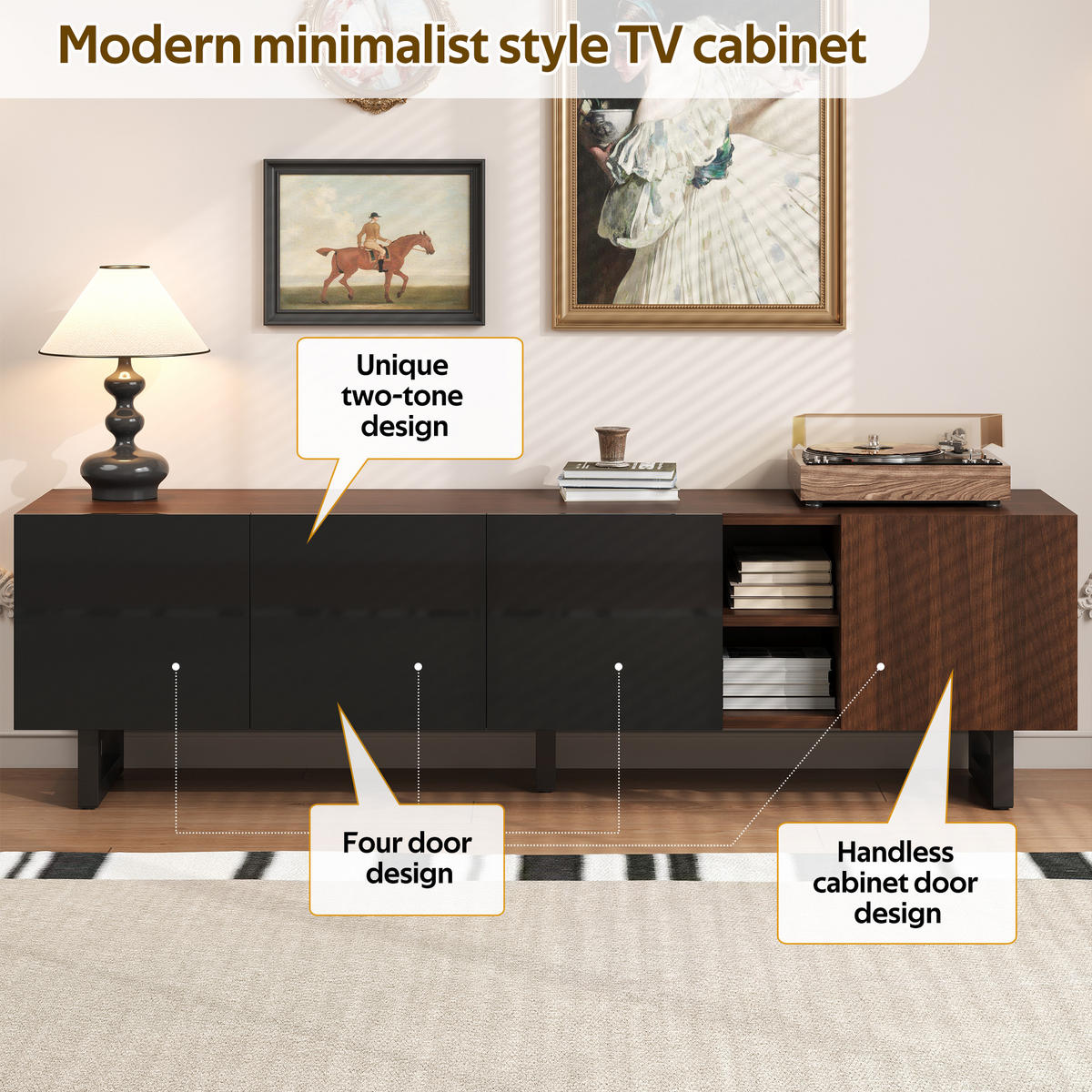 TV-SCHRANK Lowboard 180x38x50 cm Holzoptik 4 Türen - Naturfarben, Holz (180/50/38cm) - Fortuna Lai