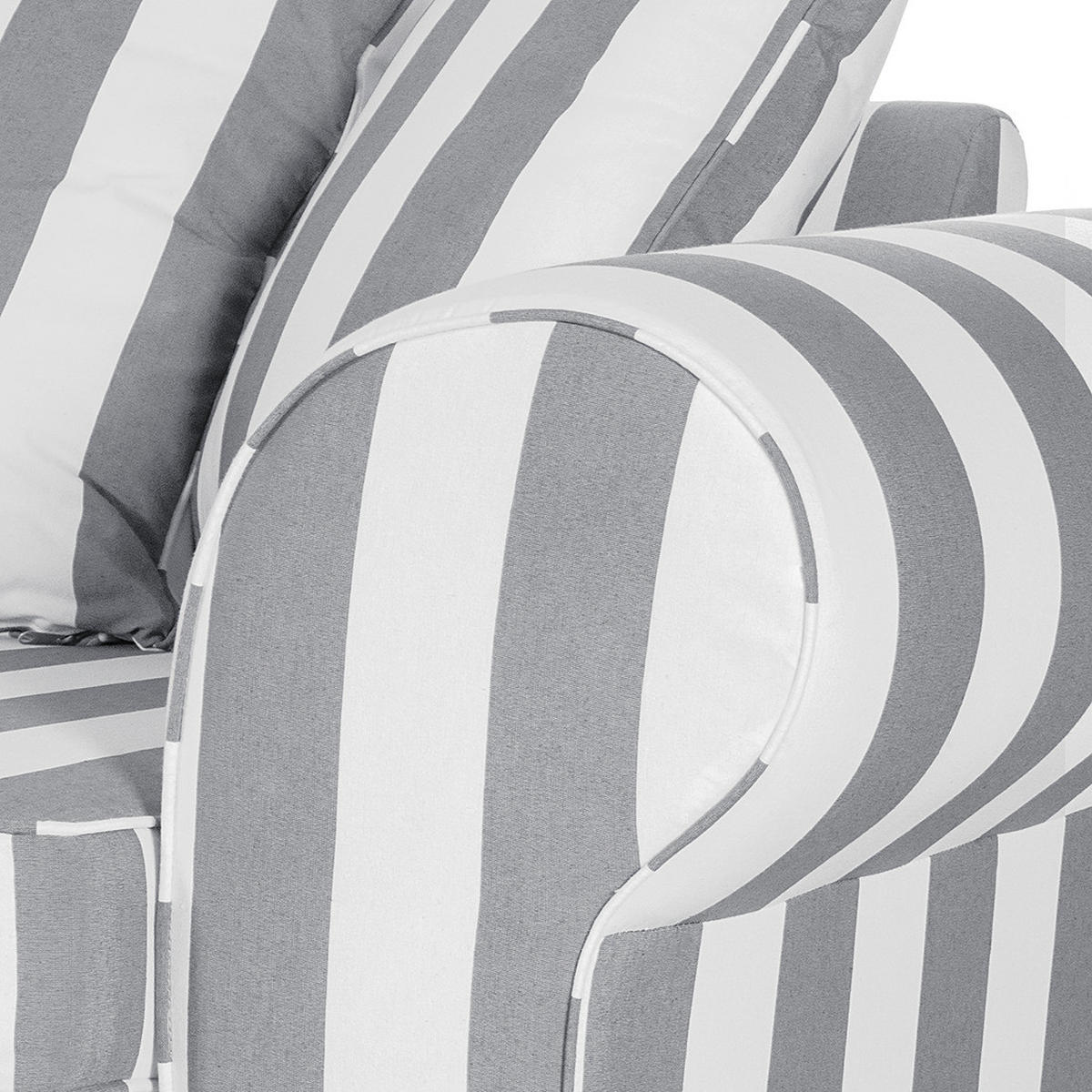 2-SITZER SOFA - Webstoff, gestreift - Grau, Textil (187/88/88cm) - home24