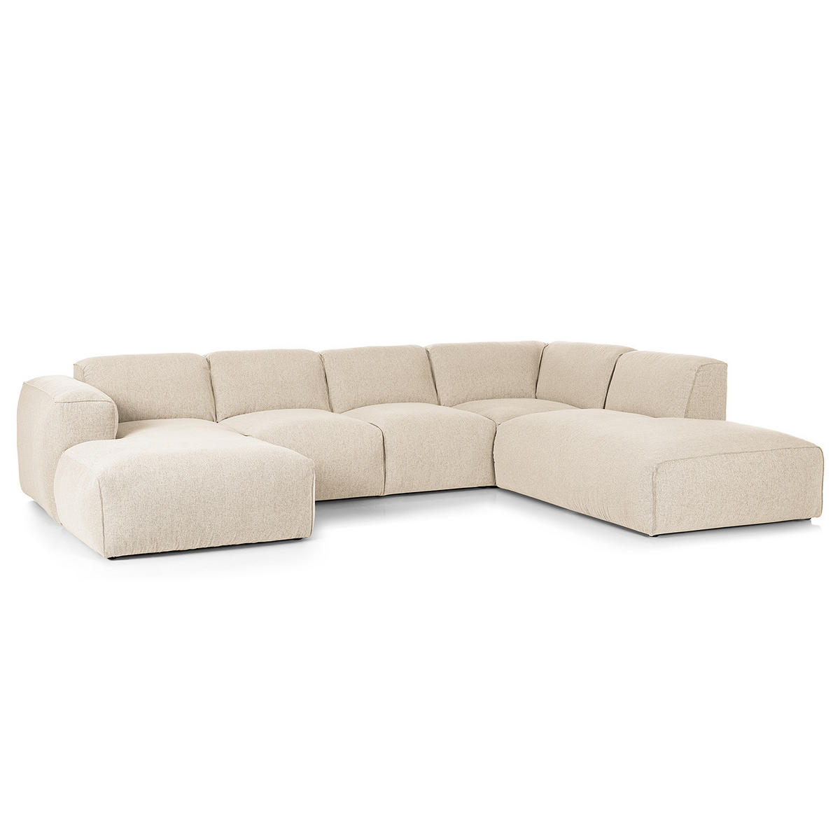 WOHNLANDSCHAFT mit Longchair - Beige/Schwarz, Textil (325/71/235cm) - home24