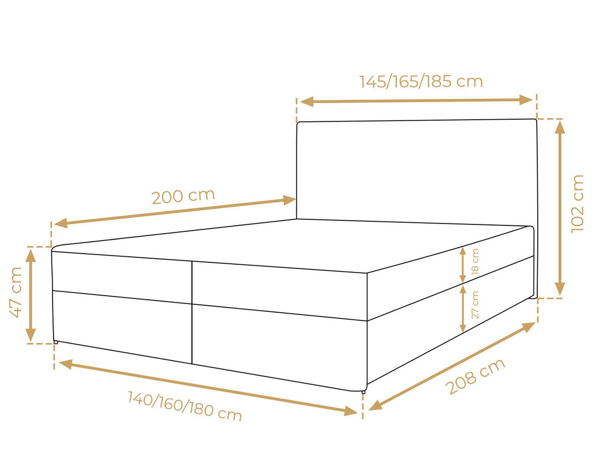 BOXBETT BELINAI 140x200 cm mit Bettkasten und Matratze - Grau - Schwarz/Grau, Holz/Holzwerkstoff (140/200cm) - AX Living