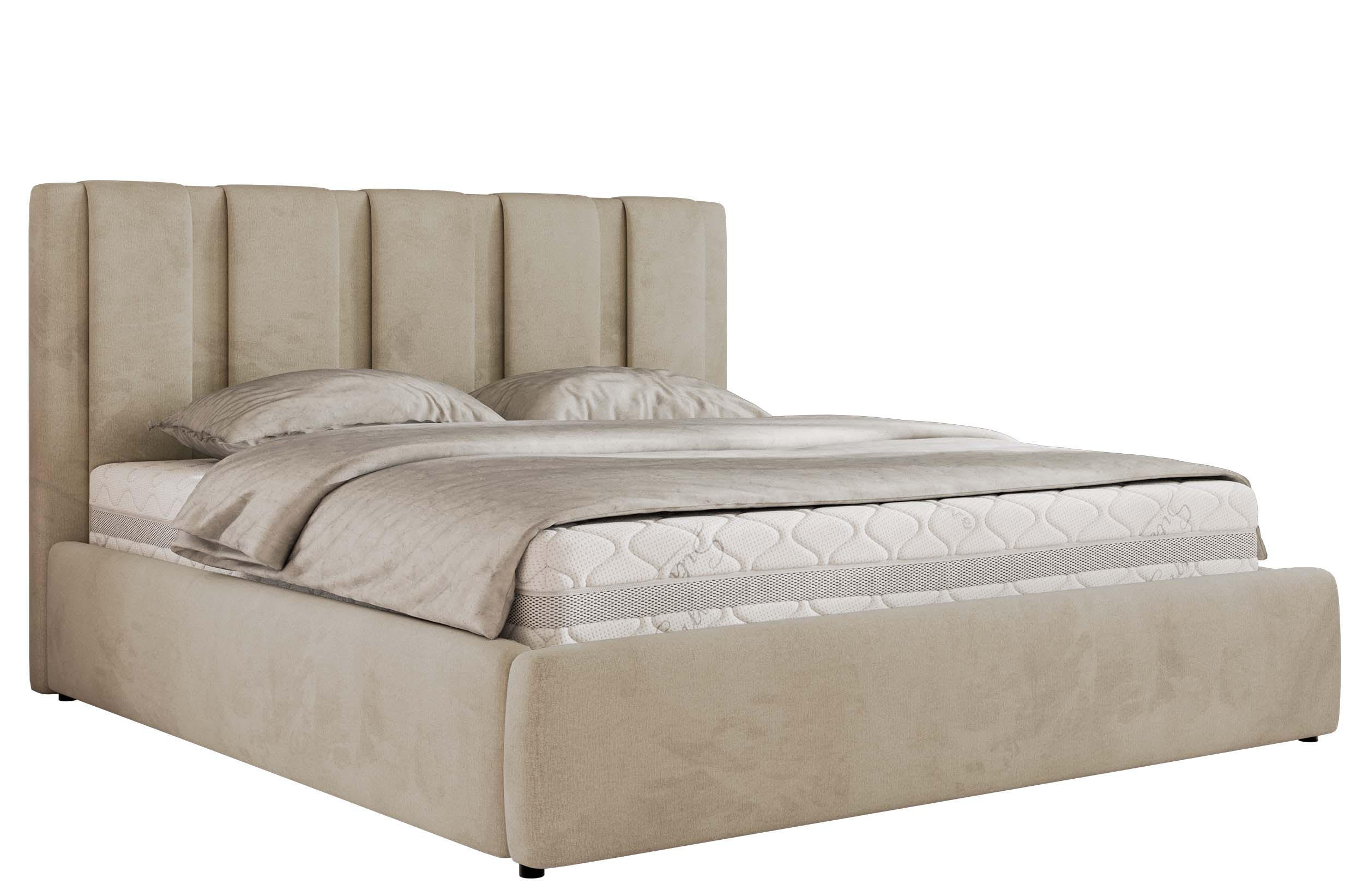 POLSTERBETT SAVINO CLASSIC 140/200 - Beige Velvet - Schaum-Matratze - Beige, Textil (140/200cm) - MKS