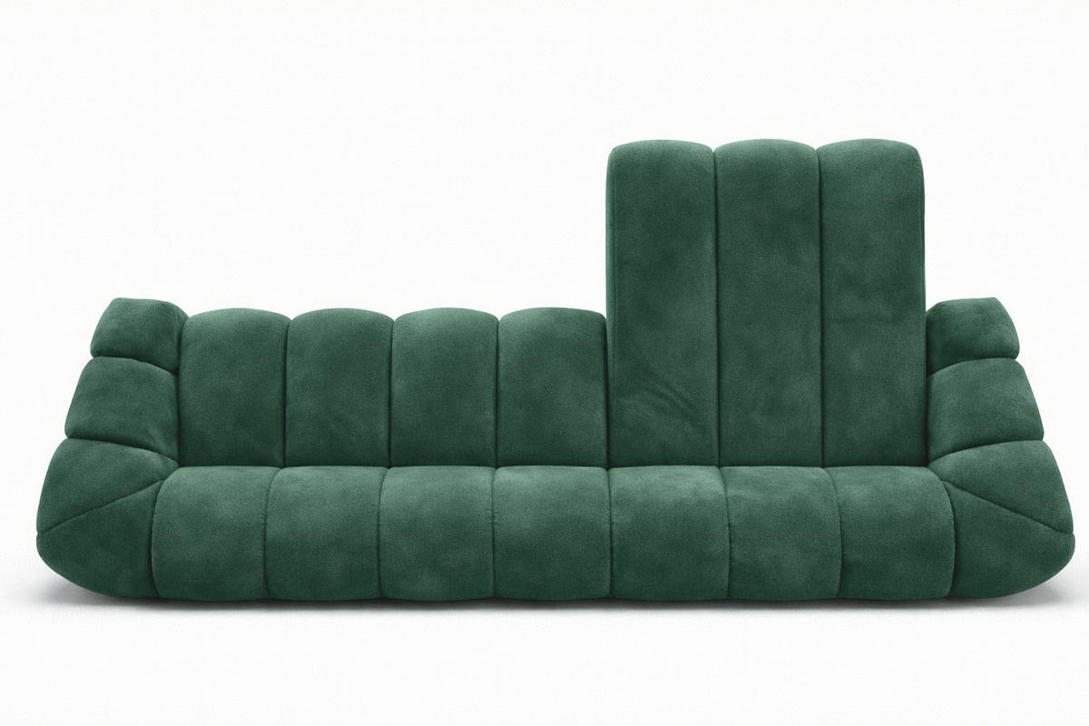 ECKSOFA Modulare L-Form, Veloursstoff Bluvel, Grün, Rechts, CROISSANT XL - Grün, Holz (340/190cm) - Kaiser Möbel