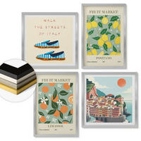WANDBILDER 4er Set - 50x50 cm & 40x60 cm Silberner Rahmen - Fruchtmuster der italienischen Kultur - Silberfarben, Kunststoff (50/50cm) - ArtPrintCave