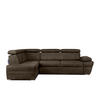 SCHLAFECKSOFA RATLO links 4/5-Sitzer mit Bettkasten in Lederoptik, braun - Silberfarben/Braun, Textil (270/190cm) - KONSIMO®