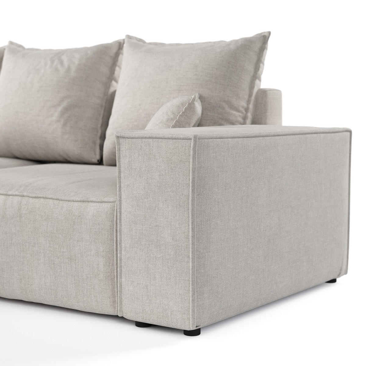 ROHOVÁ SEDAČKA SENSO, textil, Světle béžová - černá/béžová, dřevo/kompozitní dřevo (255/148cm) - AltaBeds