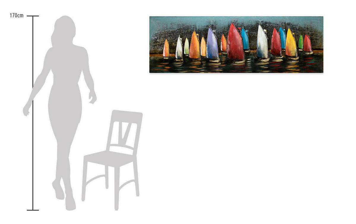 METALLBILD Bunt 144/44 cm - Multicolor, Metall (7.6/44cm) - KUNSTLOFT